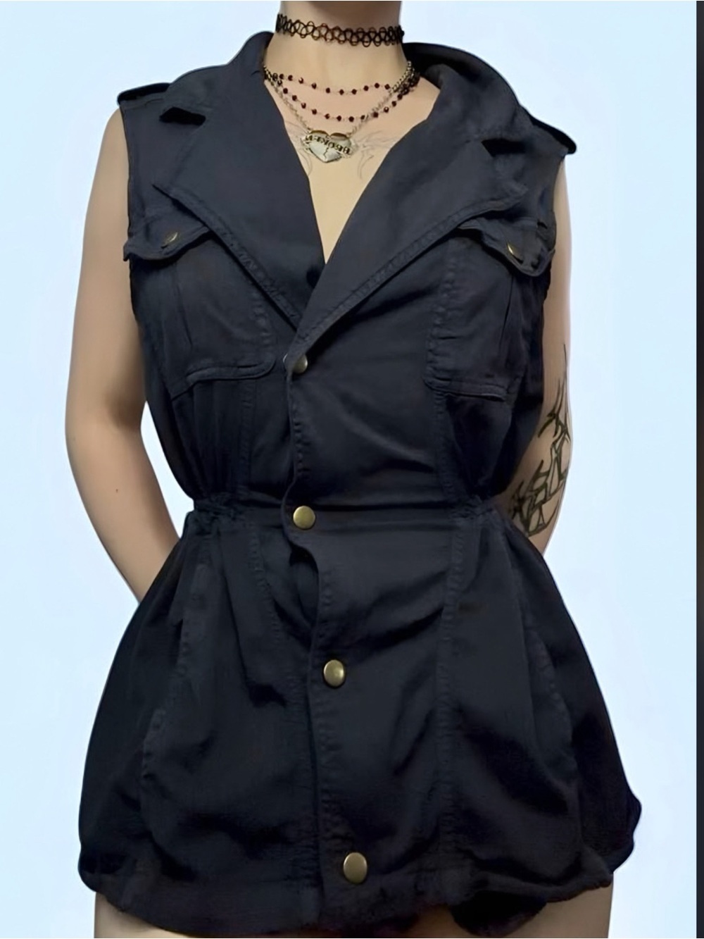Wearables brand Navy Cargo Utility  Sleeveless Jacket Vest ~ size S